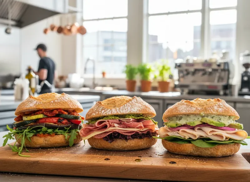 Freshly made artisan sandwiches at Roast & Roll