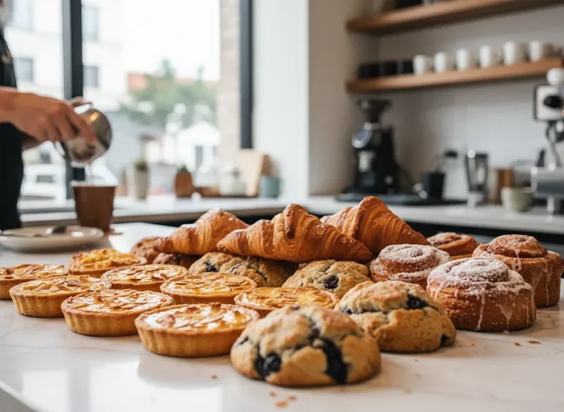 Freshly baked artisan pastries at Roast & Roll